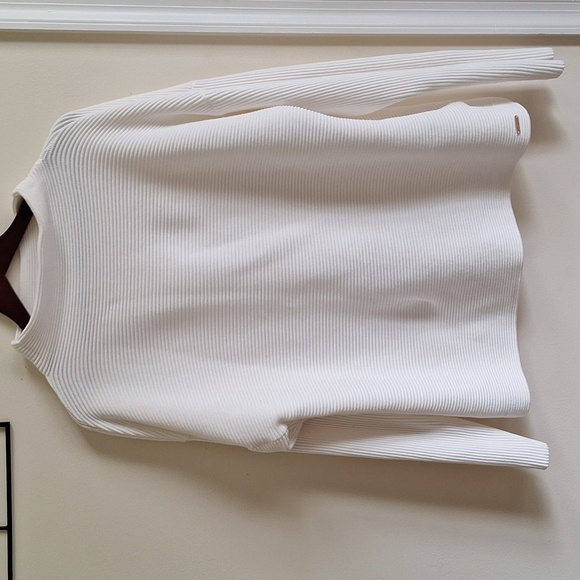 Ivanka Trump White Ribbed Mock Neck Sweater Size L - Picture 5 of 8